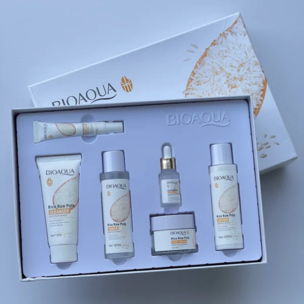 پک روتین مراقبت پوستی ۶ تکه عصاره برنج خام بیواکوا | Bioaqua Rice Extract Skincare Routine Set 6pcs