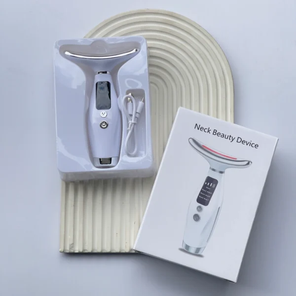 ماساژور هوشمند ۷ کاره نِک بیوتی سفید، مناسب مراقبت و لیفت ظاهری صورت و گردن | NECK BEAUTY 7-in-1 Neck Beauty Device